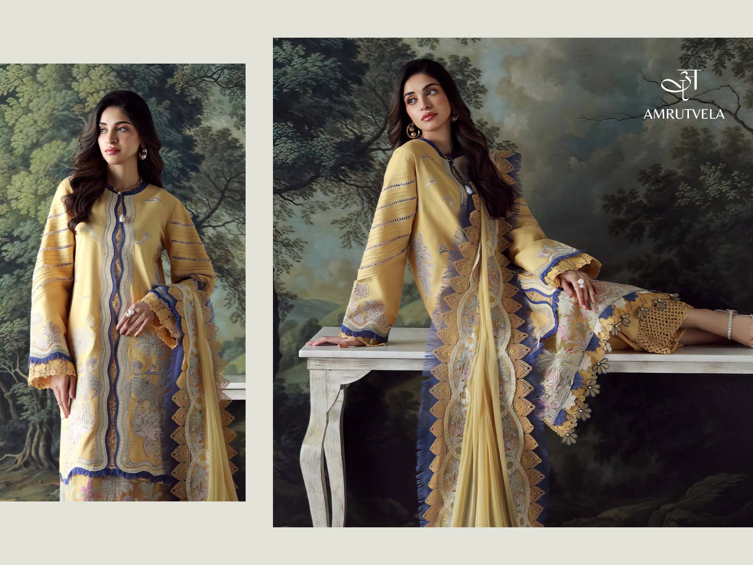  Ombre classic heavy embroidery duppta collection BY AMRUTVELA TEXTILE 1001 TO 1004 SERIES Pakistani Stylish Embroidered pure cotton Dresses At Wholesale Price